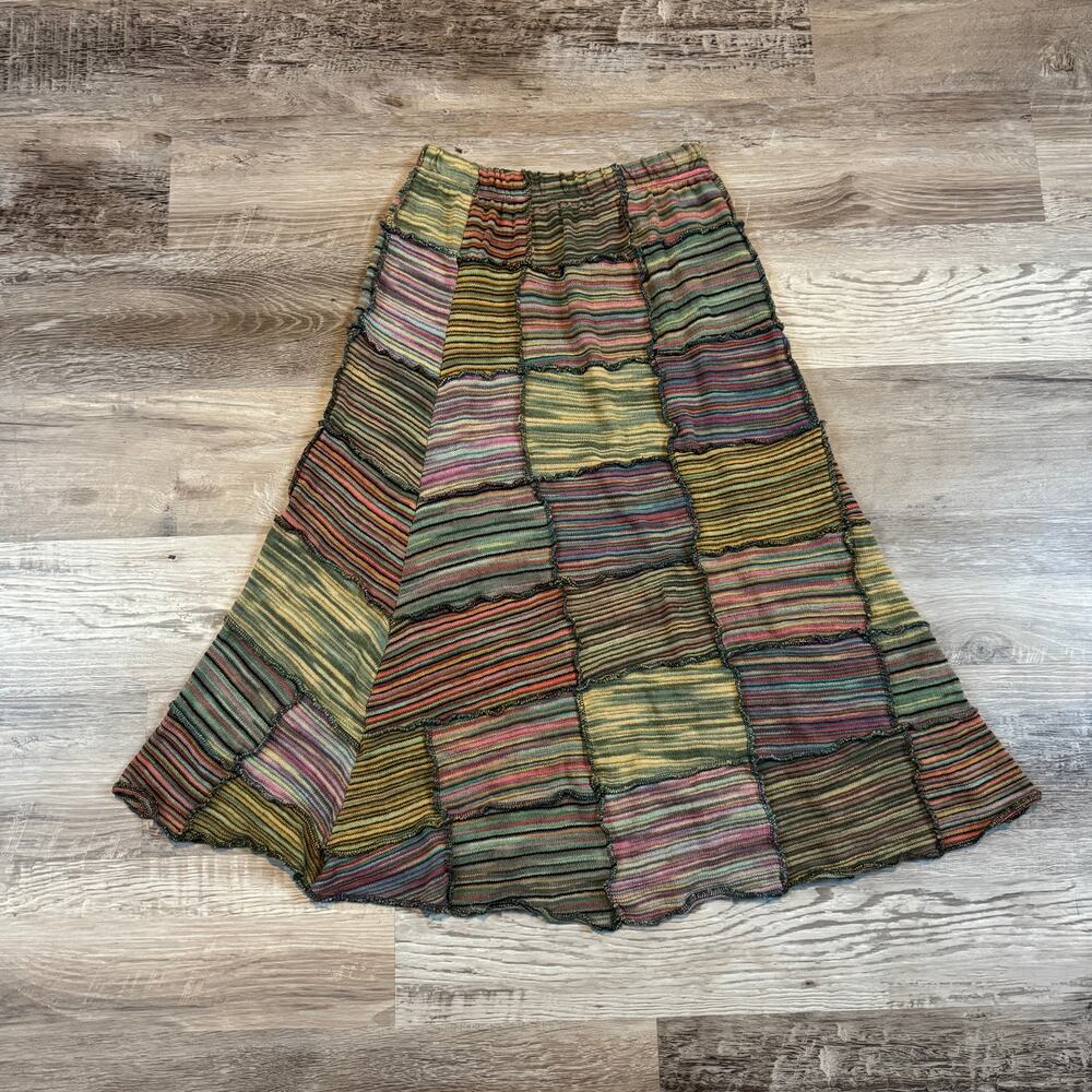 Vintage Y2K Cotton Patchwork Midi Skirt Fairy Grunge Whimsigoth Boho Hippie S